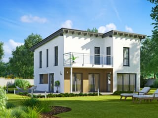 Fertighaus Das Noble P 155 (inaktive) von ekodom Schlüsselfertig ab 200974€, Pultdachhaus Außenansicht 1