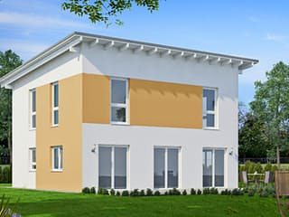 Fertighaus Das Noble P 130 (inaktive) von ekodom Schlüsselfertig ab 181205€, Pultdachhaus Außenansicht 1