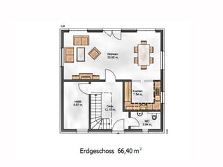 Fertighaus Das Noble P 130 (inaktive) von ekodom Schlüsselfertig ab 181205€, Pultdachhaus Grundriss 1