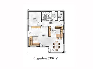 Fertighaus Das Noble P 155 (inaktive) von ekodom Schlüsselfertig ab 200974€, Pultdachhaus Grundriss 1