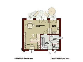 Massivhaus Noblesse 126 von FAVORIT Massivhaus Schlüsselfertig ab 295430€, Satteldach-Klassiker Grundriss 1