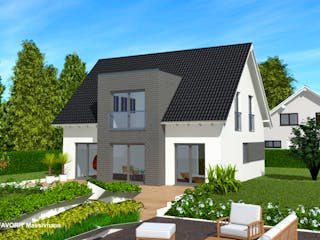 Massivhaus Noblesse 128 von FAVORIT Massivhaus, Satteldach-Klassiker Außenansicht 1