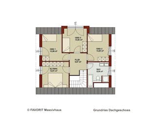 Massivhaus Noblesse 128 von FAVORIT Massivhaus, Satteldach-Klassiker Grundriss 2