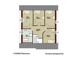 Massivhaus Noblesse 153 von FAVORIT Massivhaus Schlüsselfertig ab 347400€, Satteldach-Klassiker Grundriss 2