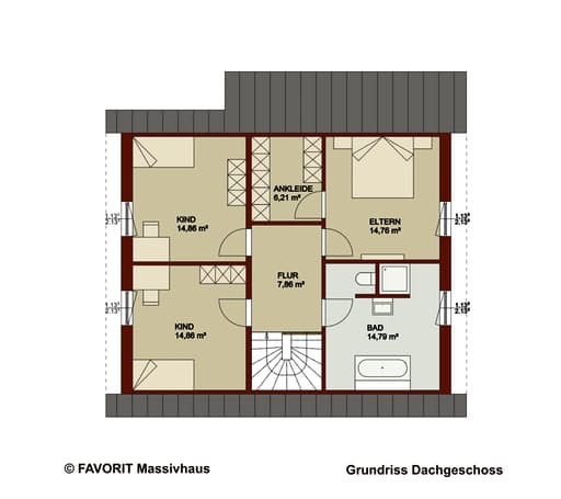 Massivhaus Noblesse 155 von Favorit Massivhaus Schlüsselfertig ab 326790€, Satteldach-Klassiker Grundriss 2