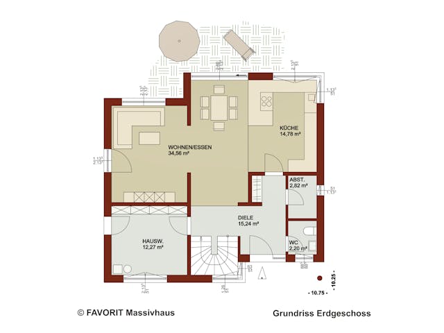 Massivhaus Noblesse 155 von FAVORIT Massivhaus Schlüsselfertig ab 342750€, Satteldach-Klassiker Grundriss 1 Massivhaus Noblesse 155 von FAVORIT Massivhaus Schlüsselfertig ab 342750€, Satteldach-Klassiker Grundriss 1