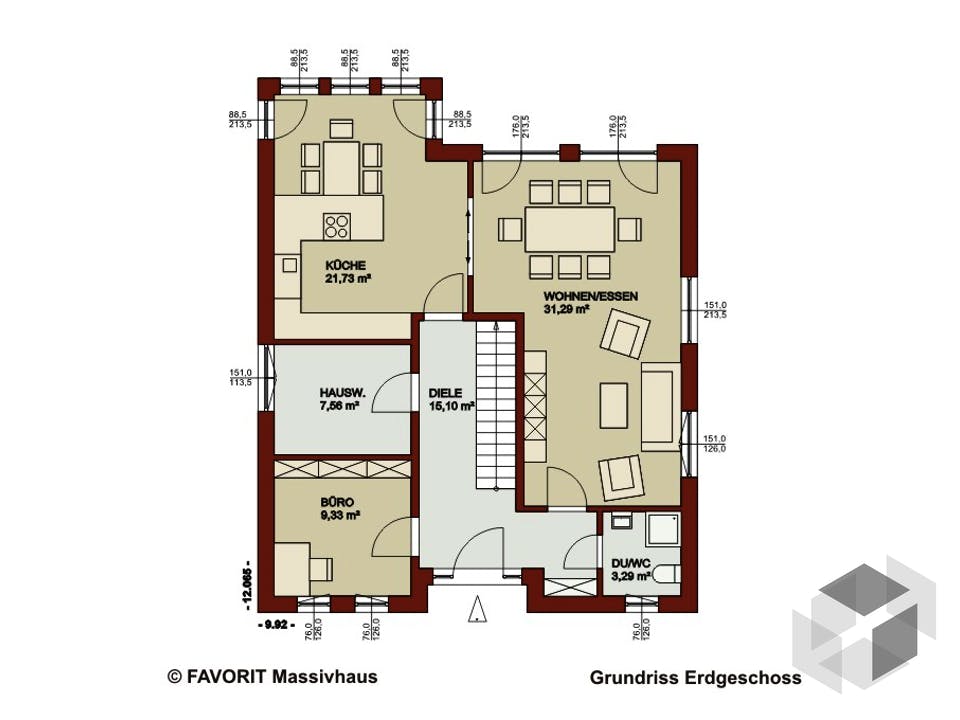 Noblesse 169 von Favorit Massivhaus Grundriss