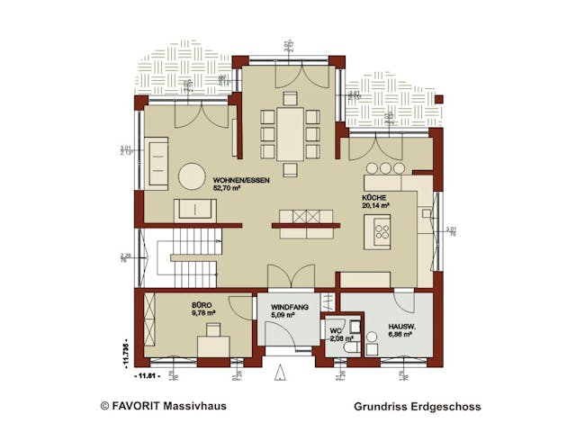 Massivhaus Noblesse 195 von FAVORIT Massivhaus Schlüsselfertig ab 443620€, Satteldach-Klassiker Grundriss 1 Massivhaus Noblesse 195 von FAVORIT Massivhaus Schlüsselfertig ab 443620€, Satteldach-Klassiker Grundriss 1