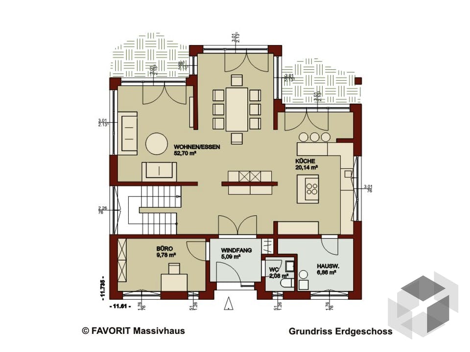 Noblesse 195 von Favorit Massivhaus Grundriss