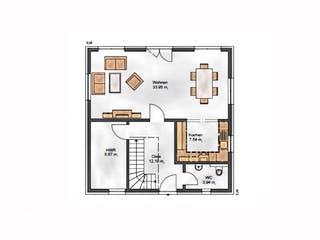 Fertighaus Das Noble W 130 (inaktive) von ekodom Schlüsselfertig ab 180497€, Stadtvilla Grundriss 1