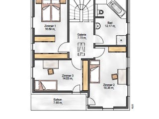 Fertighaus Das Noble W 155 (inaktive) von ekodom Schlüsselfertig ab 198779€, Stadtvilla Grundriss 2