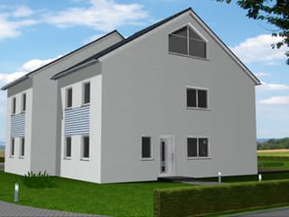 Fertighaus Nora 135 - DHH von Klaus Kowalski Immobilien Schlüsselfertig ab 178387€, Satteldach-Klassiker Außenansicht 2