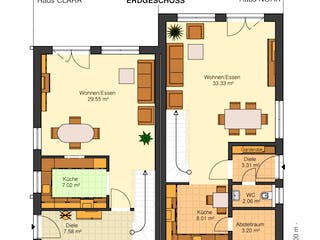 Fertighaus Nora 135 - DHH von Klaus Kowalski Immobilien Schlüsselfertig ab 178387€, Satteldach-Klassiker Grundriss 2
