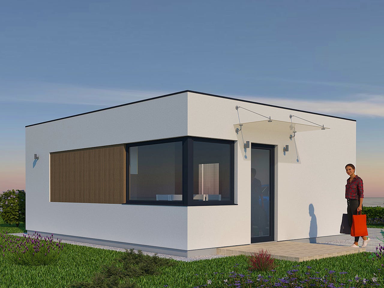 Fertighaus Duomod 39 von NOVA TEQ - Wolf Bauservice Schlüsselfertig ab 98200€, Bungalow Außenansicht 1