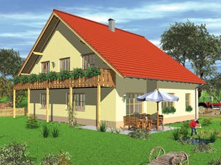 Massivhaus Novara von VARIANT-HAUS Bausatzhaus ab 52466€, Satteldach-Klassiker Außenansicht 1