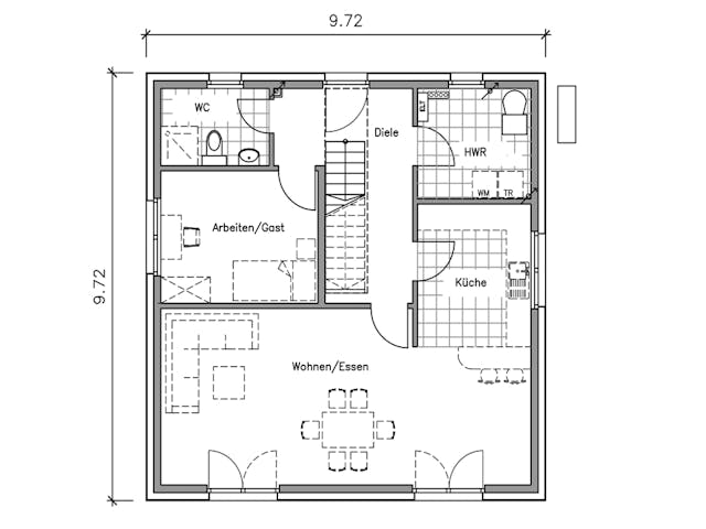 Massivhaus Stadthaus S-150 von NURDA-Hausbau Schlüsselfertig ab 275800€, Stadtvilla Grundriss 1 Massivhaus Stadthaus S-150 von NURDA-Hausbau Schlüsselfertig ab 275800€, Stadtvilla Grundriss 1