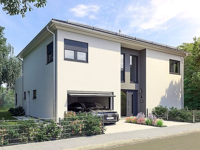 Massivhaus Hausidee Arnstadt von Ohrdrufer Hausbau Schmidt & Schwaab, Stadtvilla Außenansicht 2