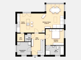 Massivhaus Hausidee Bad Berka von Ohrdrufer Hausbau Schmidt & Schwaab, Satteldach-Klassiker Grundriss 1