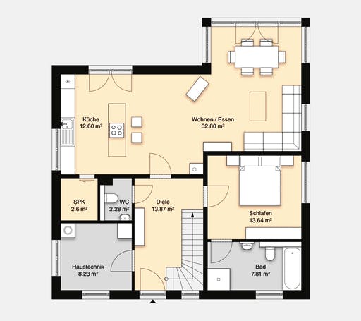 Massivhaus Hausidee Bad Berka von OHB Hausbau-Gruppe, Satteldach-Klassiker Grundriss 1