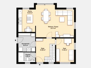 Massivhaus Hausidee Bad Kissingen von Ohrdrufer Hausbau Schmidt & Schwaab, Satteldach-Klassiker Grundriss 1