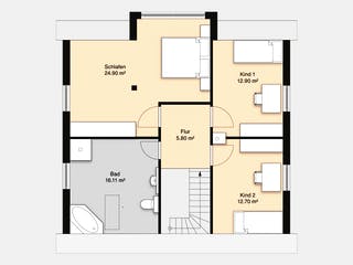 Massivhaus Hausidee Bad Kissingen von Ohrdrufer Hausbau Schmidt & Schwaab, Satteldach-Klassiker Grundriss 2