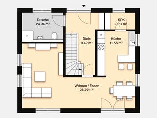 Massivhaus Hausidee Bad Langensalza von Ohrdrufer Hausbau Schmidt & Schwaab, Satteldach-Klassiker Grundriss 1