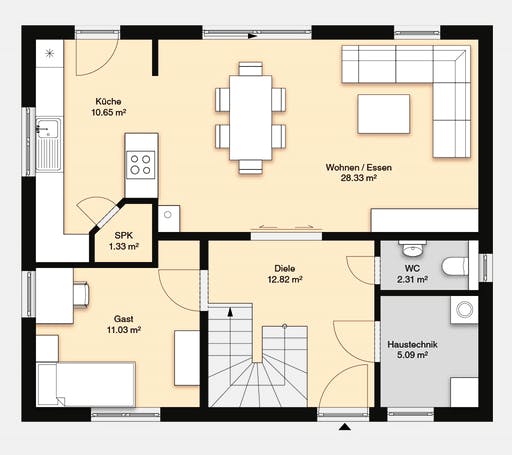 Massivhaus Hausidee Bad Staffelstein von OHB Hausbau-Gruppe, Satteldach-Klassiker Grundriss 1