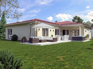 Massivhaus Hausidee Bamberg von Ohrdrufer Hausbau Schmidt & Schwaab, Bungalow Außenansicht 2