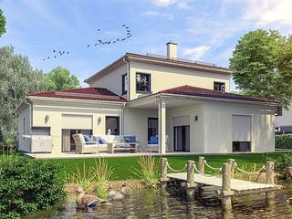 Massivhaus Hausidee Bayreuth von Ohrdrufer Hausbau Schmidt & Schwaab, Stadtvilla Außenansicht 1