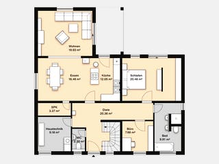 Massivhaus Hausidee Bayreuth von Ohrdrufer Hausbau Schmidt & Schwaab, Stadtvilla Grundriss 1