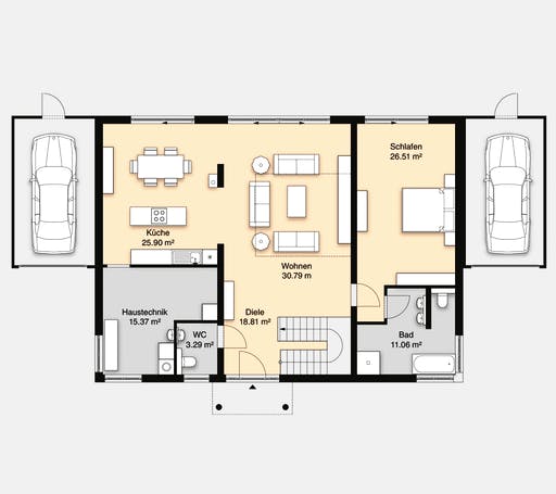 Massivhaus Hausidee Coburg von OHB Hausbau-Gruppe, Pultdachhaus Grundriss 1