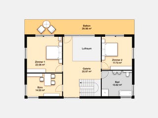 Massivhaus Hausidee Coburg von Ohrdrufer Hausbau Schmidt & Schwaab, Pultdachhaus Grundriss 2