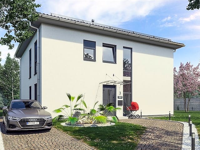 Massivhaus Hausidee Eisenach von Ohrdrufer Hausbau Schmidt & Schwaab, Stadtvilla Außenansicht 2