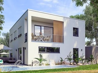 Massivhaus Hausidee Erfurt von Ohrdrufer Hausbau Schmidt & Schwaab, Cubushaus Außenansicht 1