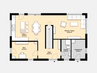 Massivhaus Hausidee Erfurt von Ohrdrufer Hausbau Schmidt & Schwaab, Cubushaus Grundriss 1