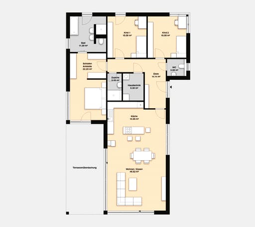Massivhaus Hausidee Gera von OHB Hausbau-Gruppe, Bungalow Grundriss 1