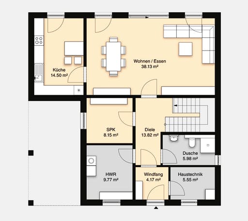 Massivhaus Hausidee Gotha von OHB Hausbau-Gruppe, Stadtvilla Grundriss 1