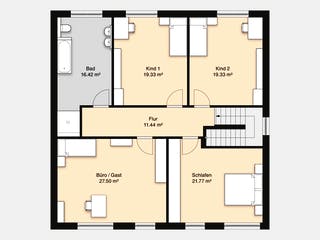 Massivhaus Hausidee Gotha von Ohrdrufer Hausbau Schmidt & Schwaab, Stadtvilla Grundriss 2