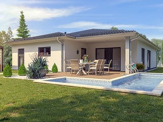 Massivhaus Hausidee Illmenau von Ohrdrufer Hausbau Schmidt & Schwaab, Bungalow Außenansicht 1