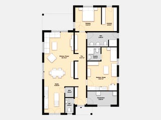 Massivhaus Hausidee Illmenau von Ohrdrufer Hausbau Schmidt & Schwaab, Bungalow Grundriss 1