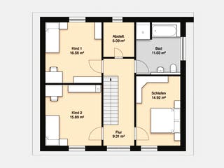 Massivhaus Hausidee Jena von Ohrdrufer Hausbau Schmidt & Schwaab, Satteldach-Klassiker Grundriss 2