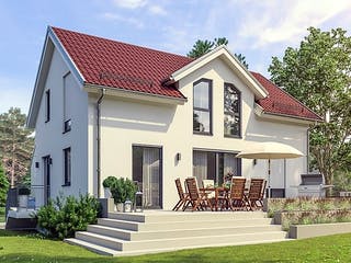 Massivhaus Hausidee Meiningen von Ohrdrufer Hausbau Schmidt & Schwaab, Satteldach-Klassiker Außenansicht 1