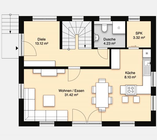 Massivhaus Hausidee Meiningen von OHB Hausbau-Gruppe, Satteldach-Klassiker Grundriss 1