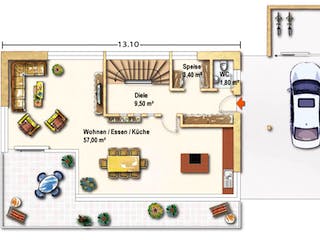Fertighaus Ohmden von Holzhaus Rosskopf Schlüsselfertig ab 439000€, Satteldach-Klassiker Grundriss 1
