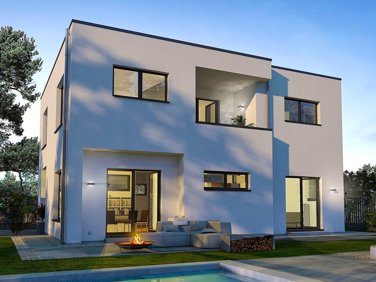 Fertighaus Black Label 20 von OKAL Haus Schlüsselfertig ab 563900€, Cubushaus Außenansicht 1