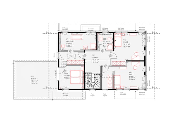 Fertighaus Musterhaus Estenfeld von OKAL Haus Schlüsselfertig ab 686900€, Satteldach-Klassiker Grundriss 2
