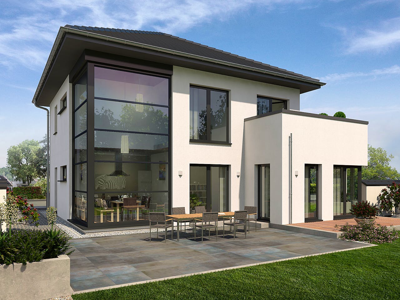Fertighaus Musterhaus Ingolstadt von OKAL Haus Schlüsselfertig ab 407900€, Stadtvilla Außenansicht 1