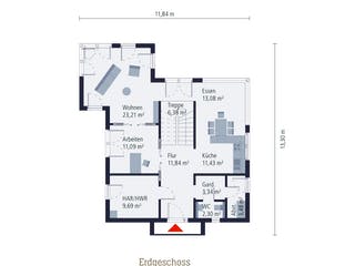 Fertighaus Musterhaus Ingolstadt von OKAL Haus Schlüsselfertig ab 407900€, Stadtvilla Grundriss 1