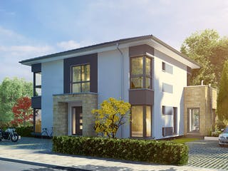 Fertighaus Musterhaus Köln von OKAL Haus Schlüsselfertig ab 574900€, Stadtvilla Außenansicht 1