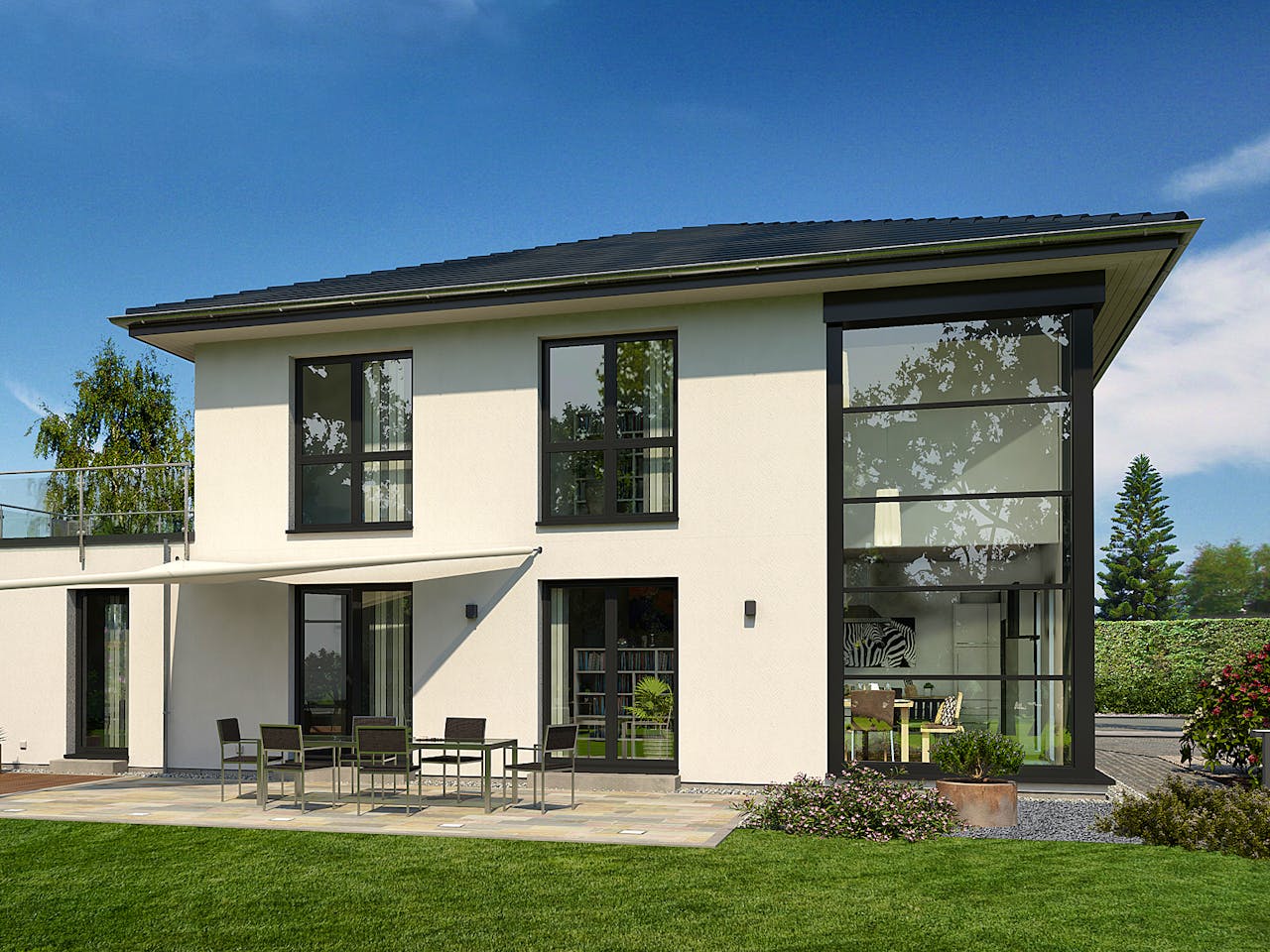 Fertighaus Musterhaus Lotte von OKAL Haus Schlüsselfertig ab 417900€, Stadtvilla Außenansicht 1